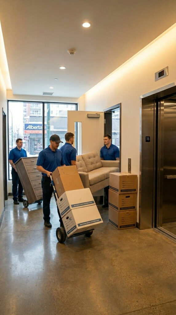 Apartment movers in Edmonton transporting furniture and household belongings
