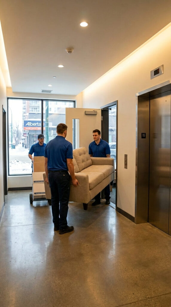 Apartment movers in Edmonton helping customers relocate from apartment building